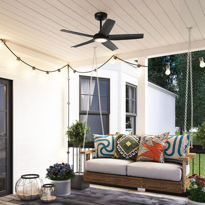 44 inch Zentech Wi-Fi ENERGY STAR® Matte Black Damp Rated Ceiling Fan with LED Light Kit and Handheld
