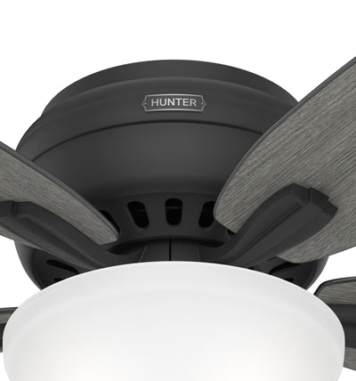 52 inch Newsome Matte Black Low Profile Ceiling Fan with LED Light Kit and Pull Chain