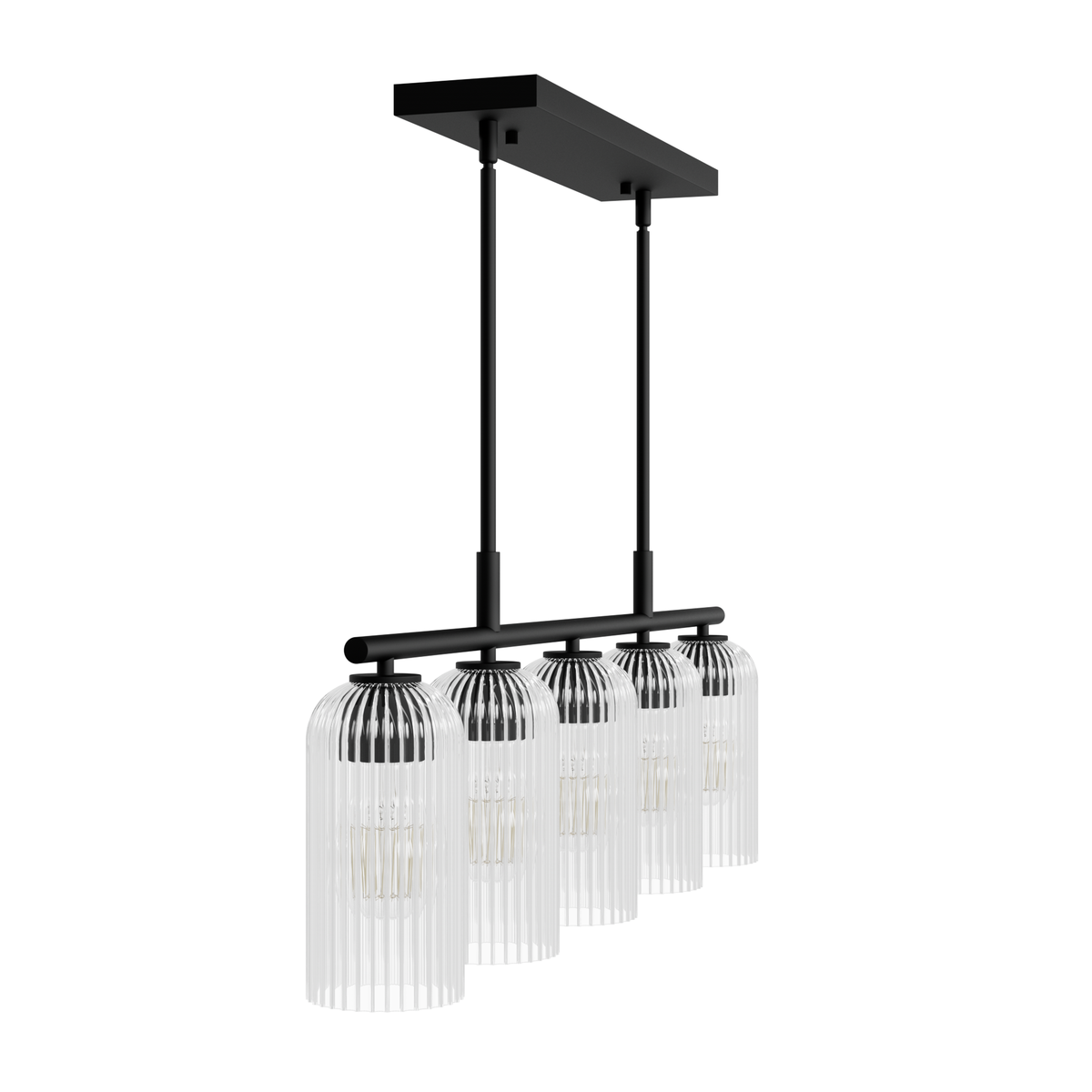Beverly Glen 37-inch 5-light Matte Black Linear Chandelier with Clear Glass