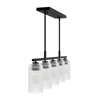 Beverly Glen 37-inch 5-light Matte Black Linear Chandelier with Clear Glass