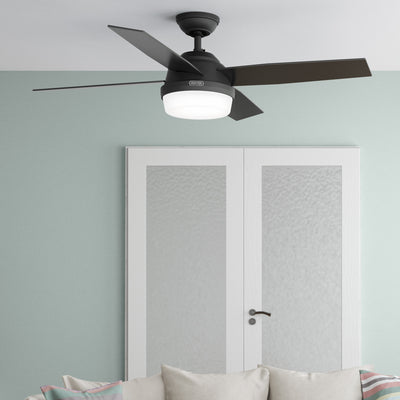 52 inch Dempsey Matte Black Ceiling Fan with LED Light Kit and Handheld Remote