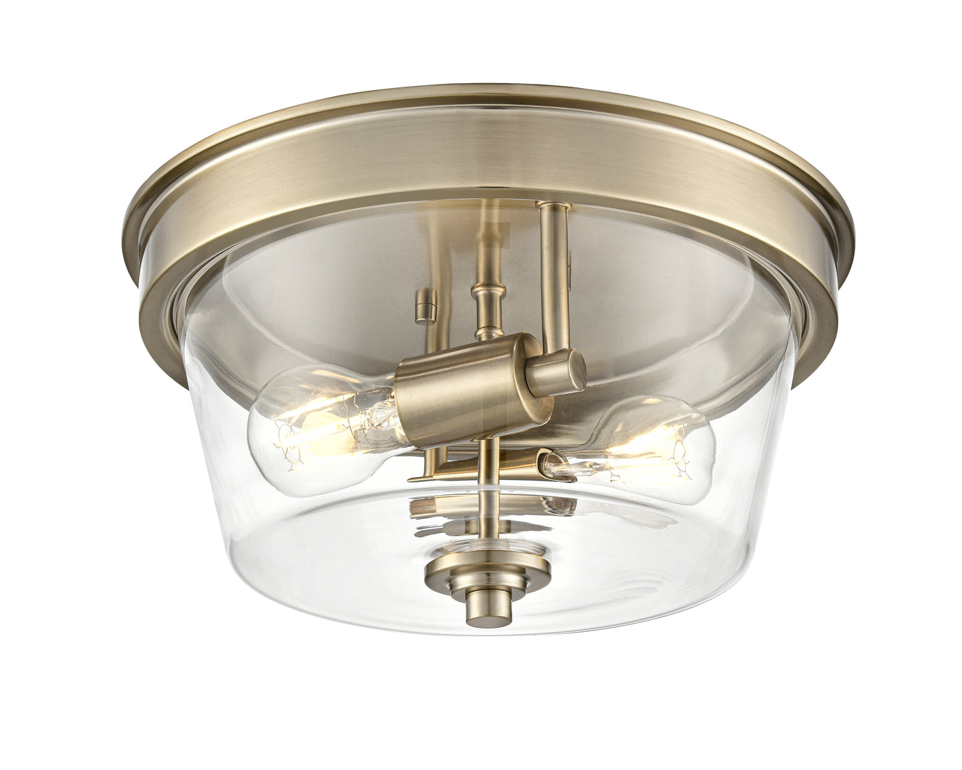 13-inch Strayhan Modern Gold 2-Light Clear Glass Flush Mount Ceiling Light