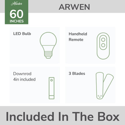 60 inch Arwen ENERGY STAR® Matte White Damp Rated Ceiling Fan with LED Light Kit and Handheld Remote