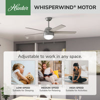 52 inch Anslee Matte Silver Ceiling Fan with LED Light Kit and Pull Chain