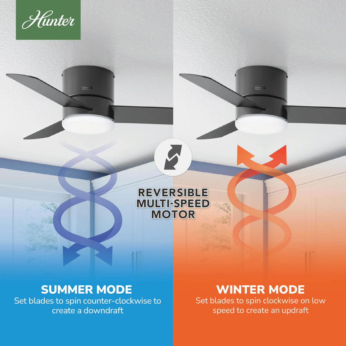 44 inch Minimus Matte Black Low Profile Ceiling Fan with LED Light Kit and Handheld Remote