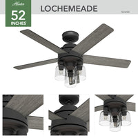 52 inch Lochemeade Matte Black Ceiling Fan with LED Light Kit and Handheld Remote