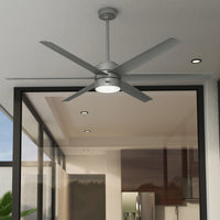 72 inch Solaria ENERGY STAR® Matte Silver Damp Rated Ceiling Fan with LED Light Kit and Wall Control