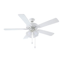 52 Inch Marisella AC Alabaster White Indoor Ceiling Fan 5-Blade 4 Lights Reversible