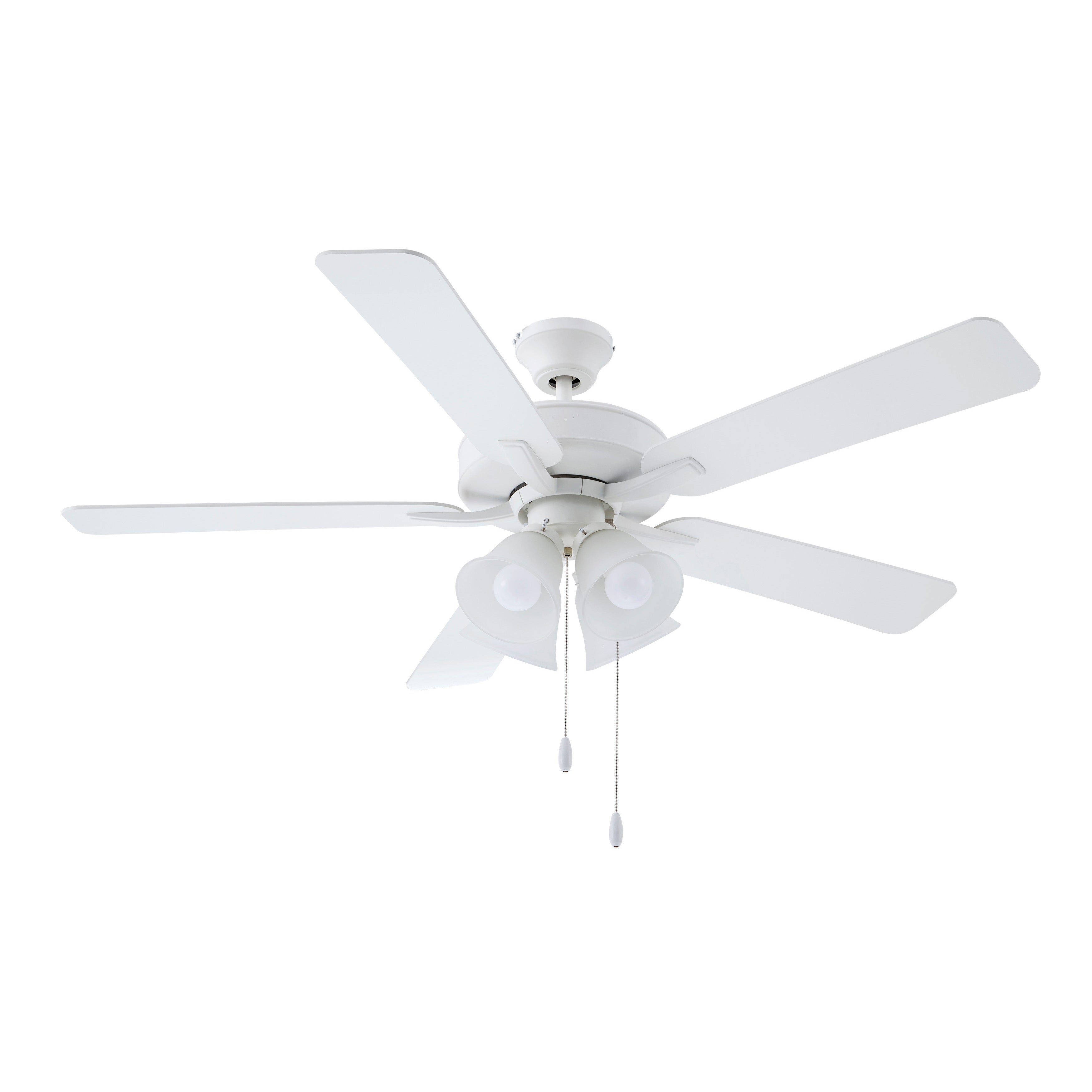 52 Inch Marisella AC Alabaster White Indoor Ceiling Fan 5-Blade 4 Lights Reversible
