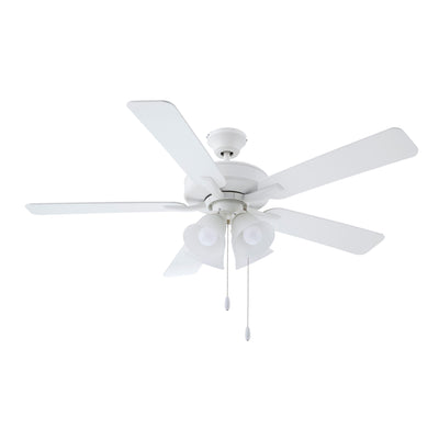 52 Inch Marisella AC Alabaster White Indoor Ceiling Fan 5-Blade 4 Lights Reversible
