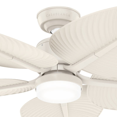 Casablanca 52 inch Coveview ENERGY STAR® Cream Damp Rated Ceiling Fan with LED Light Kit and Wall Control and Handheld Remote