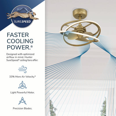 20 inch Cirro Fandelier Luxe Gold Ceiling Fan with LED Light Kit and Handheld Remote
