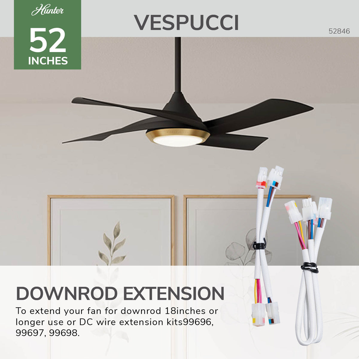Casablanca 52 inch Vespucci ENERGY STAR® Matte Black Damp Rated Ceiling Fan with LED Light Kit and Wall Control and Handheld Remote