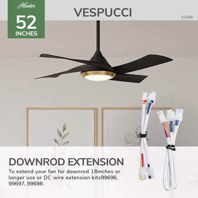 Casablanca 52 inch Vespucci ENERGY STAR® Matte Black Damp Rated Ceiling Fan with LED Light Kit and Wall Control and Handheld Remote