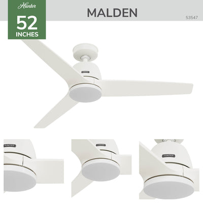52 inch Malden Matte White Ceiling Fan with LED Light Kit and Handheld Remote