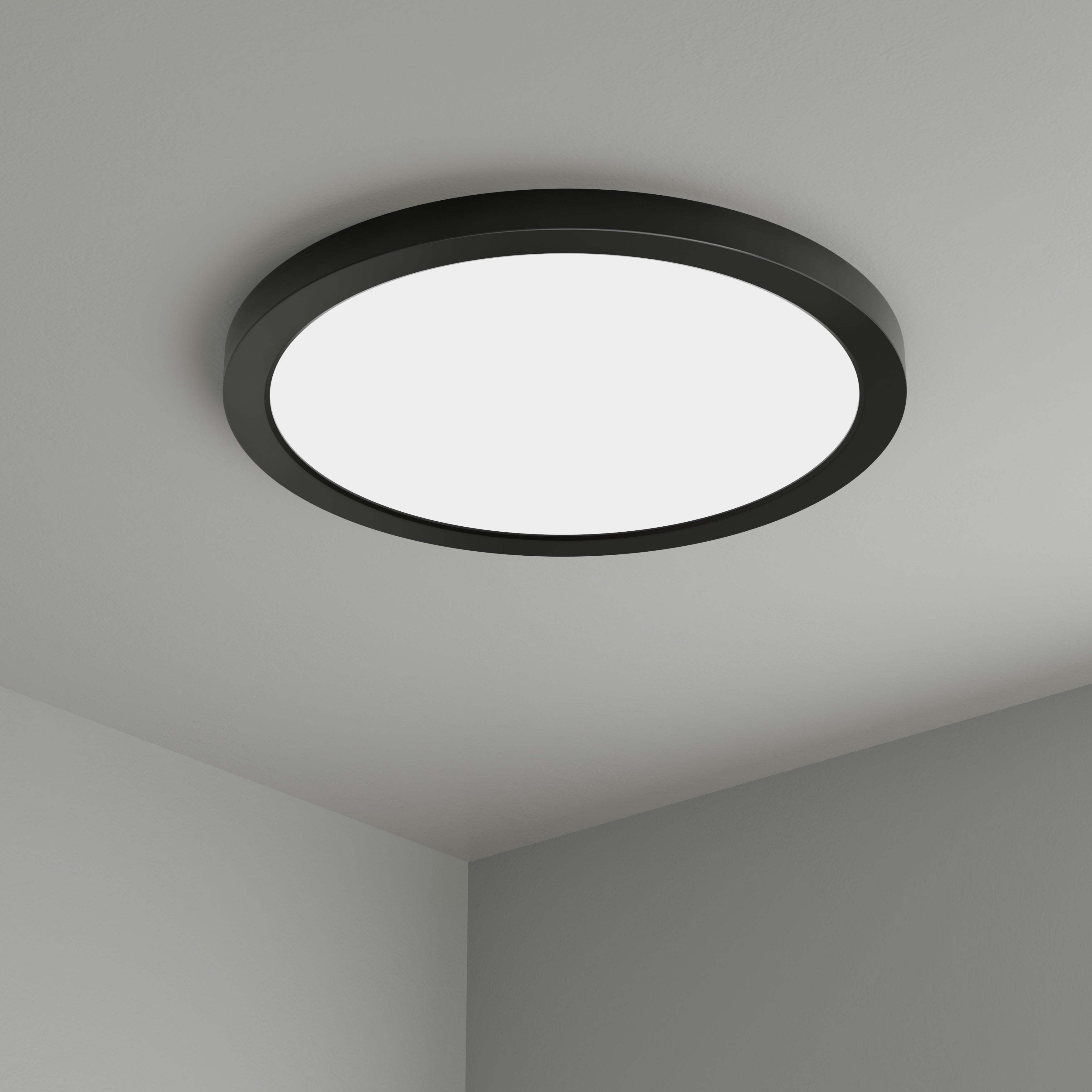 15-inch Matte Black Flush Mount Light