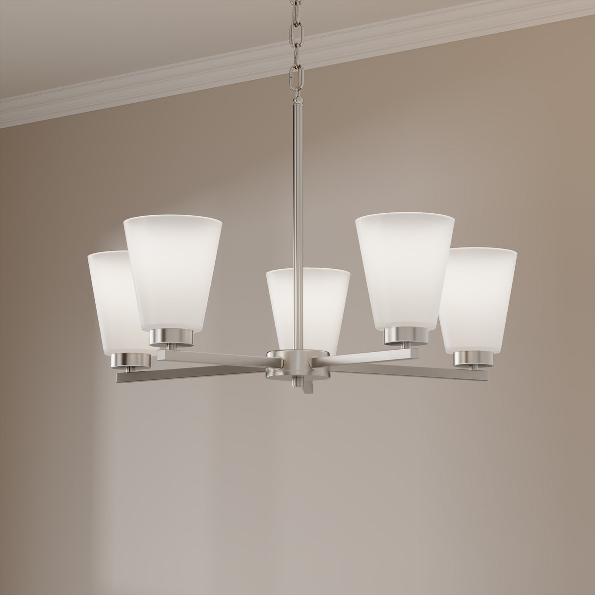 14.75'' Strayhan Brushed Nickel 5 Light Chandelier