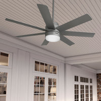 52 inch Brazos ENERGY STAR® Matte Silver Damp Rated Ceiling Fan with LED Light Kit and Handheld Remote