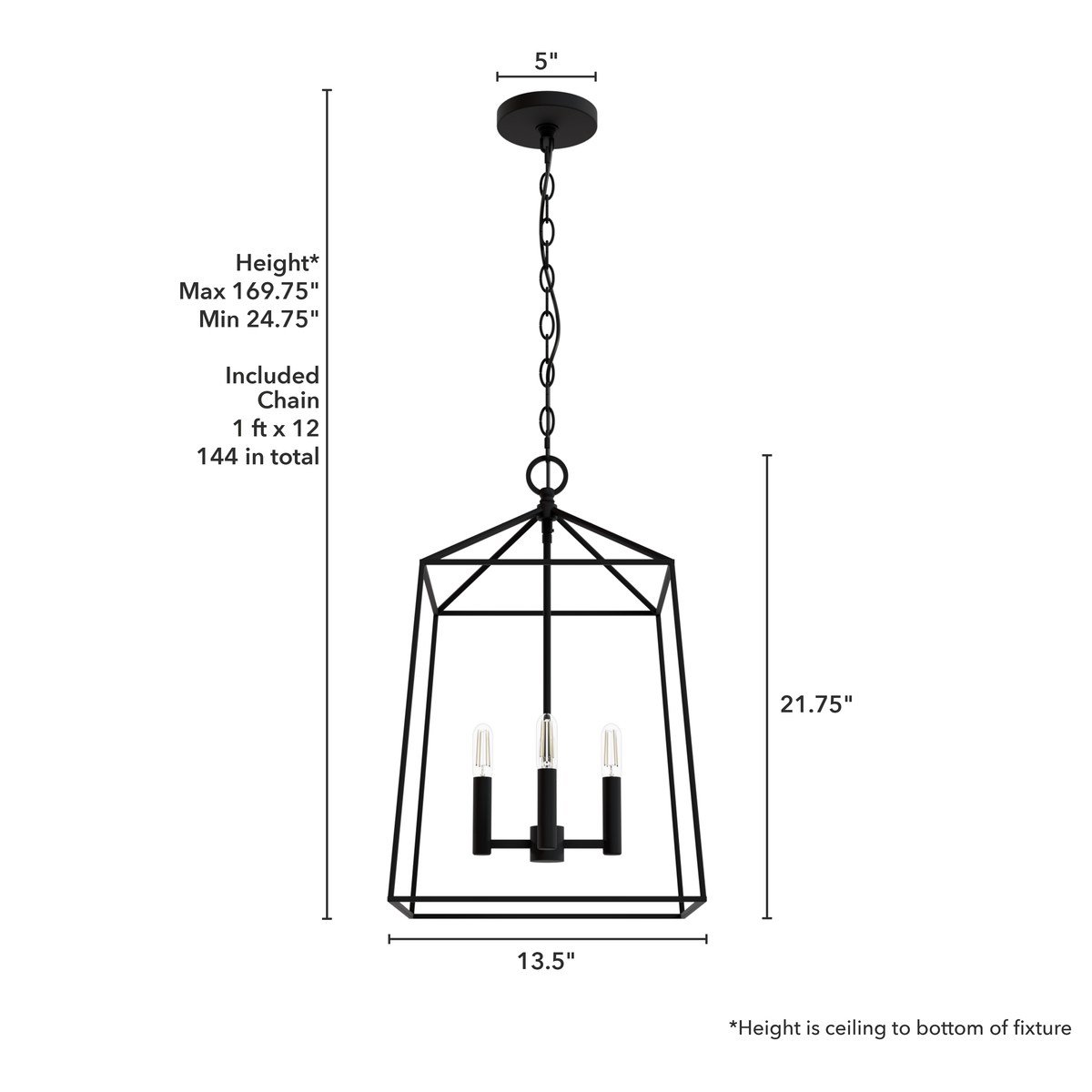 Fair Oaks 13-inch 4-light Matte Black Lantern Pendant