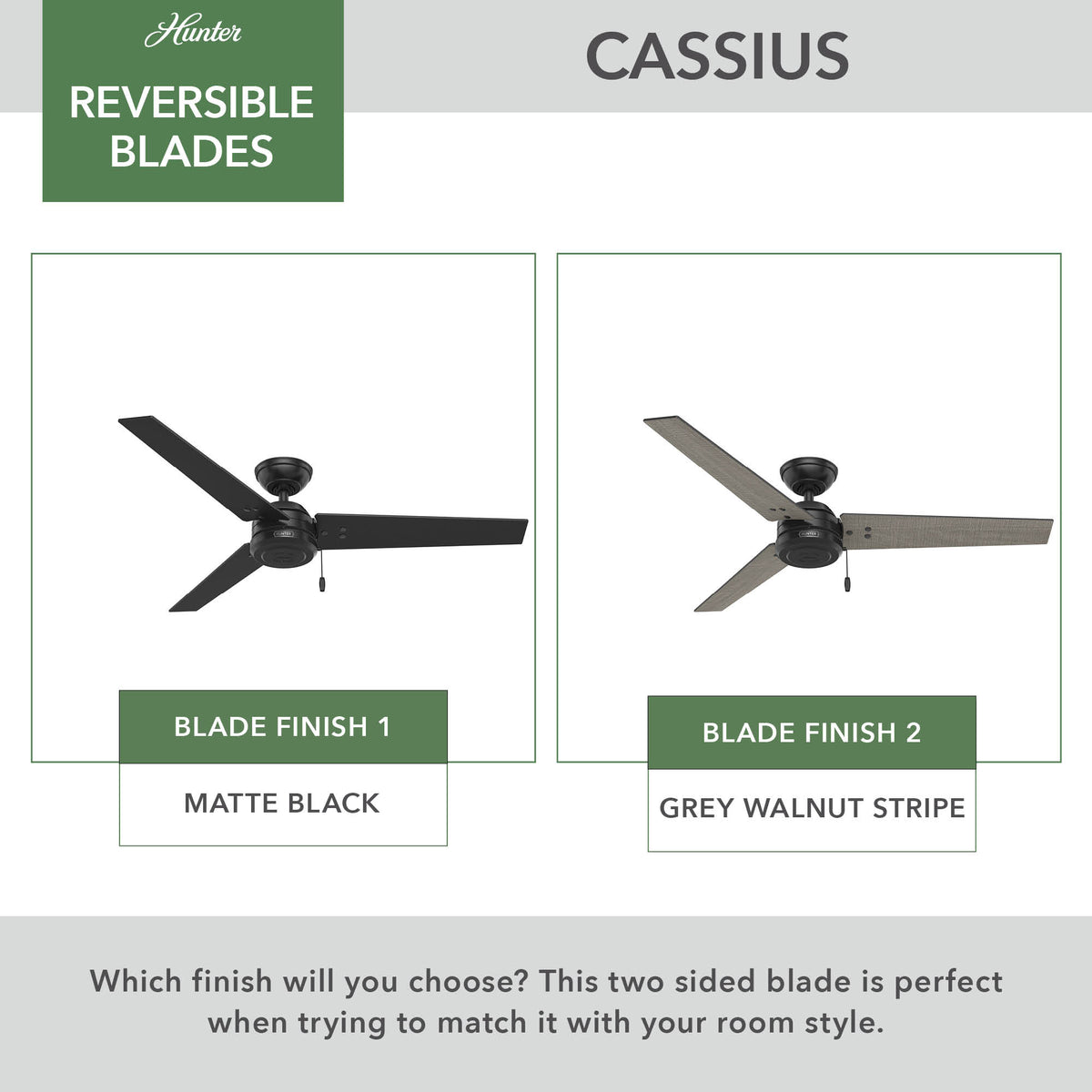 52 inch Cassius Matte Black Damp Rated Ceiling Fan and Pull Chain