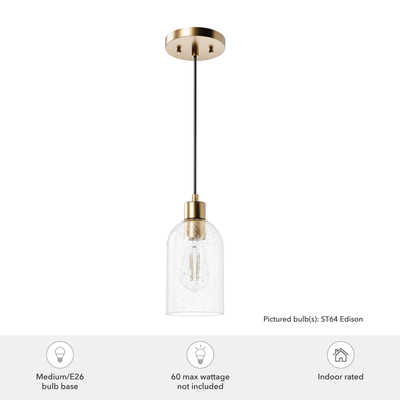 Lochemeade 4.5-inch 1-light Alturas Gold Pendant with Clear Seeded Glass