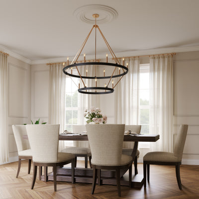 48.5'' Carruth Matte Black/Modern Gold 15 Light Chandelier