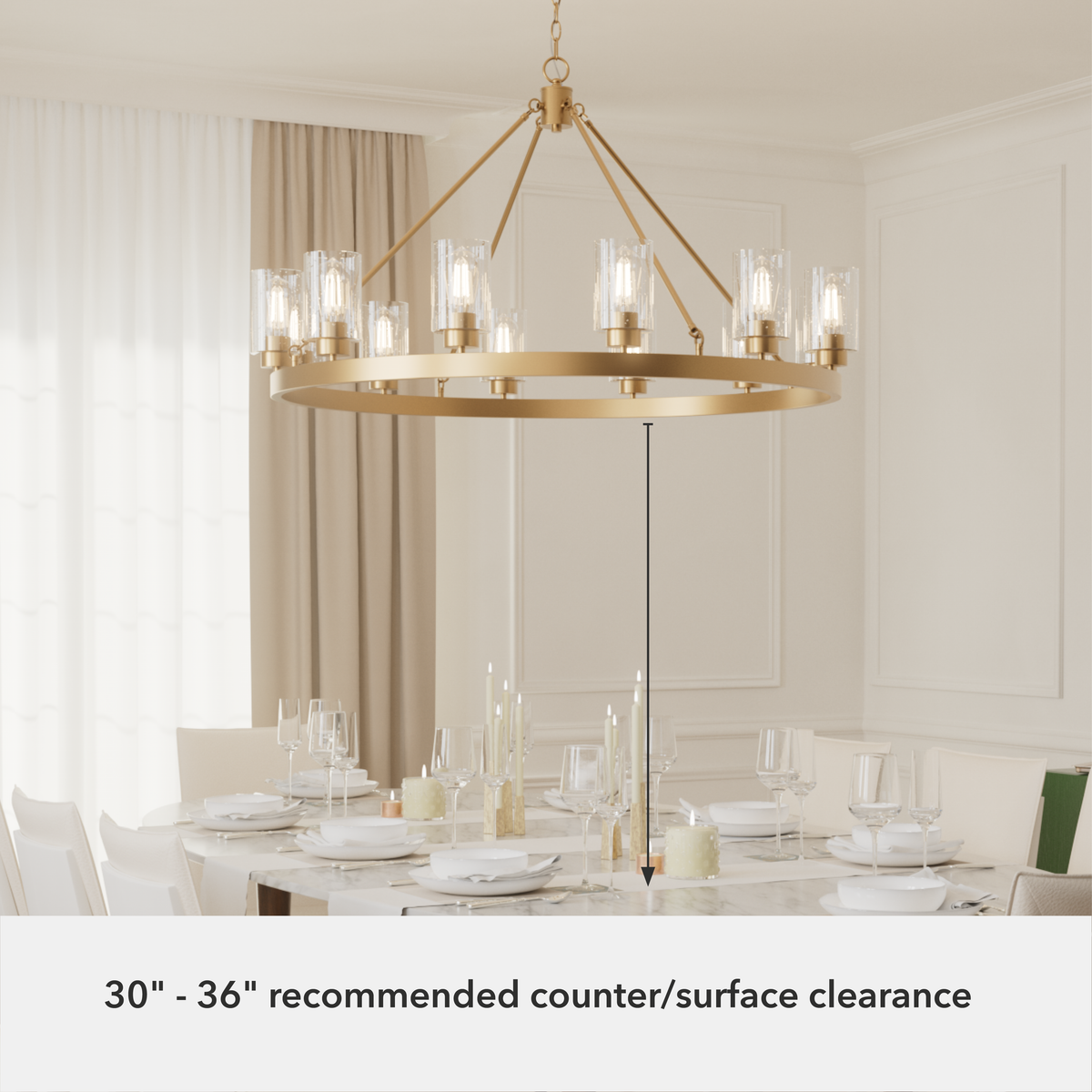 Hartland 44-inch 12-light Alturas Gold Chandelier with Seeded Glass