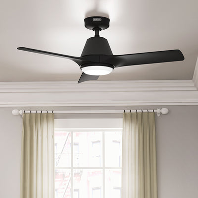 44 inch Aeronaut  Wi-Fi ENERGY STAR® Matte Black Damp Rated Ceiling Fan with LED Light Kit and Handheld Remote