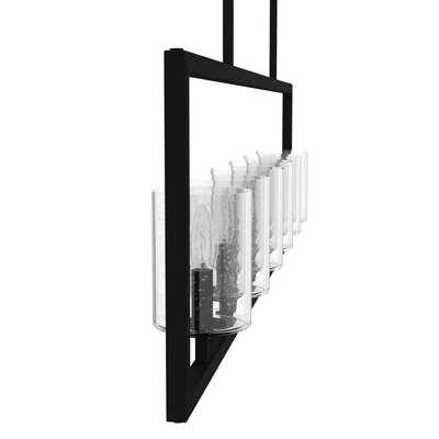 Kerrison 48-inch 6-light Natural Black Iron Linear Chandelier with Seeded Glass