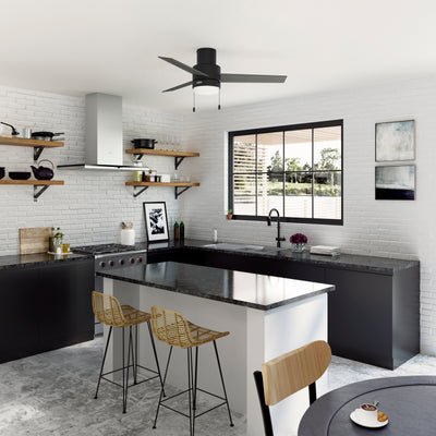 52 inch Brunner Matte Black Low Profile Ceiling Fan with LED Light Kit and Pull Chain