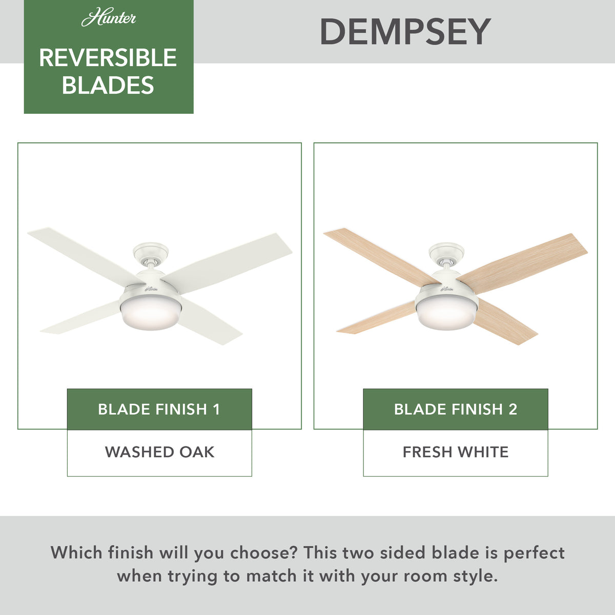 52 inch Dempsey Fresh White Damp Rated Ceiling Fan with LED Light Kit and Handheld Remote