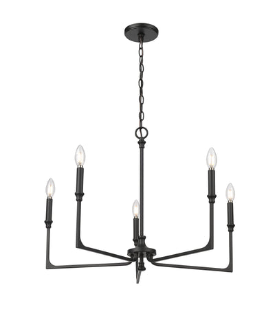 21'' Azara Matte Black 5 Light Chandelier