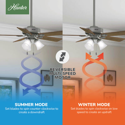 44 inch Swanson ENERGY STAR® Matte Silver Ceiling Fan with LED Light Kit