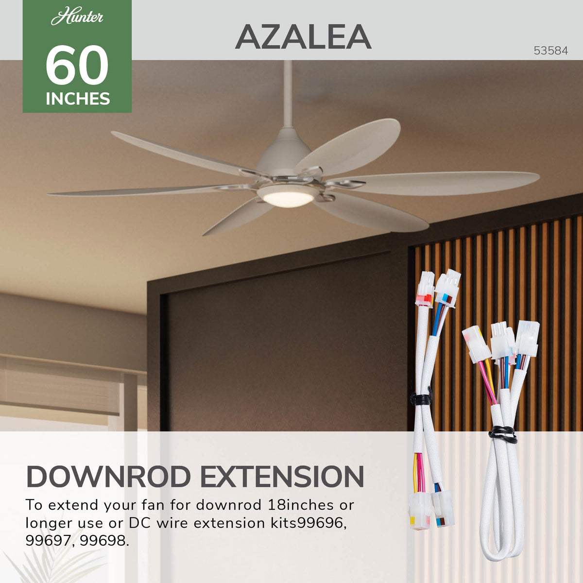 Casablanca 60 inch Azalea ENERGY STAR® Fresh White Damp Rated Ceiling Fan with LED Light Kit and Wall Control and Handheld Remote