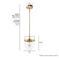 Karloff 7.5-inch 1-light Alturas Gold Lantern Pendant with Clear Glass