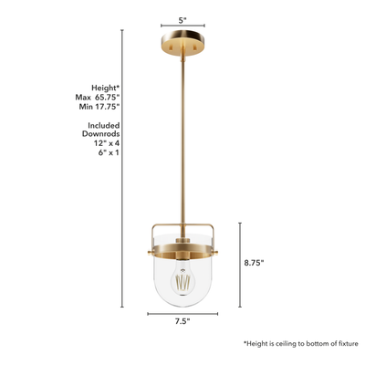 Karloff 7.5-inch 1-light Alturas Gold Lantern Pendant with Clear Glass