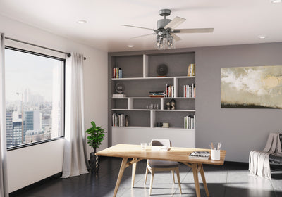 52 inch Techne Wi-Fi HunterExpress Matte Silver Ceiling Fan with LED Light Kit and Handheld Remote