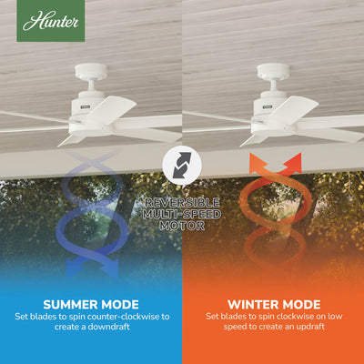 52 inch Kennicott Fresh White Damp Rated Ceiling Fan and Wall Control