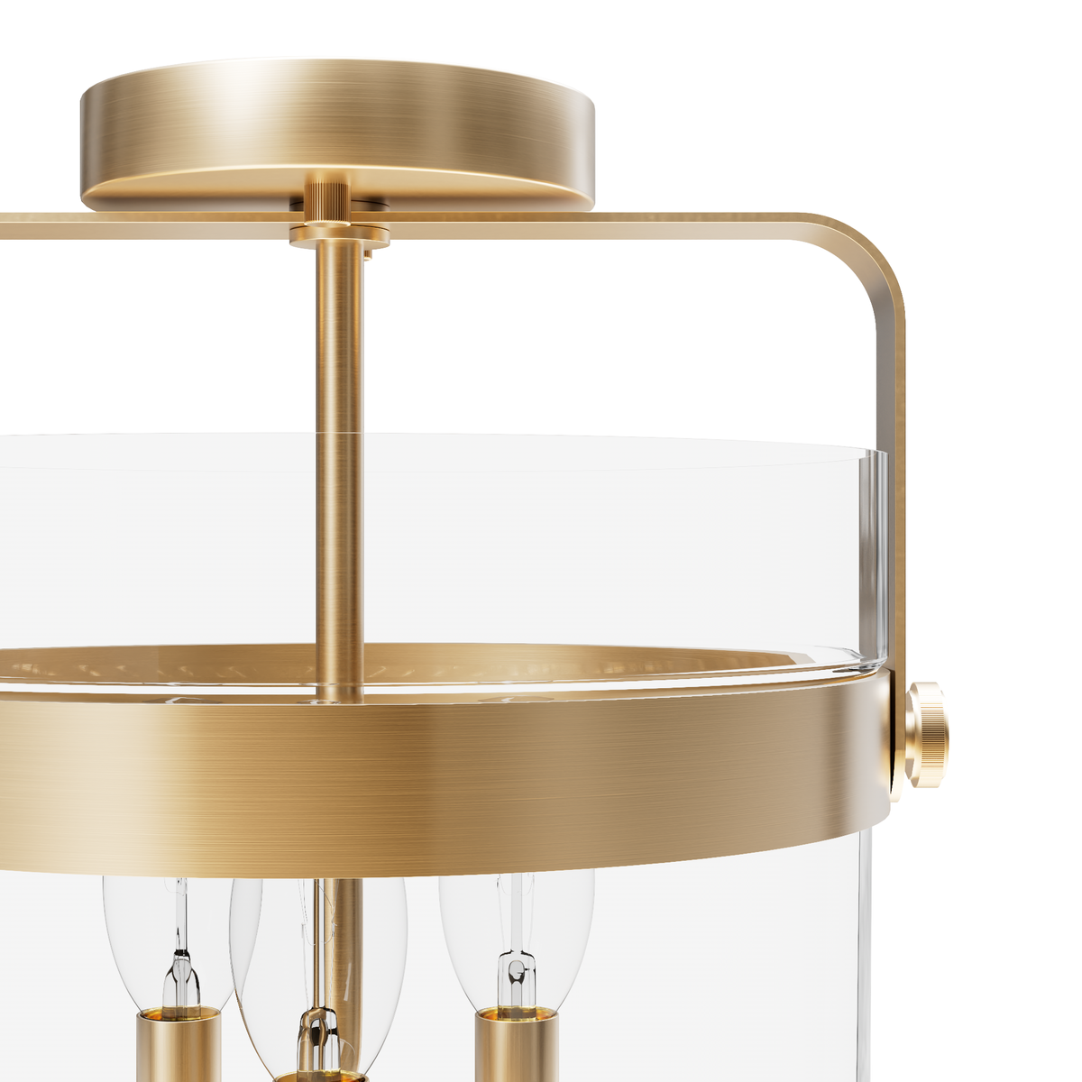 Karloff 11.75-inch 3-light Alturas Gold Semi-Flush Mount with Clear Glass