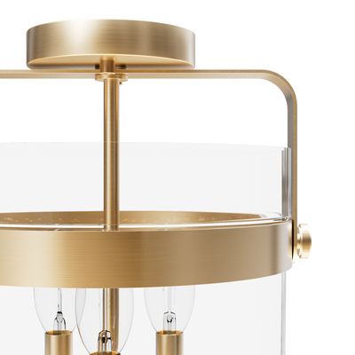 Karloff 11.75-inch 3-light Alturas Gold Semi-Flush Mount with Clear Glass