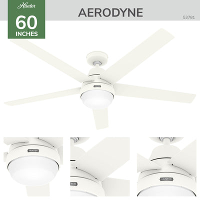 60 inch Aerodyne Wi-Fi ENERGY STAR® Matte White Ceiling Fan with LED Light Kit and Handheld Remote