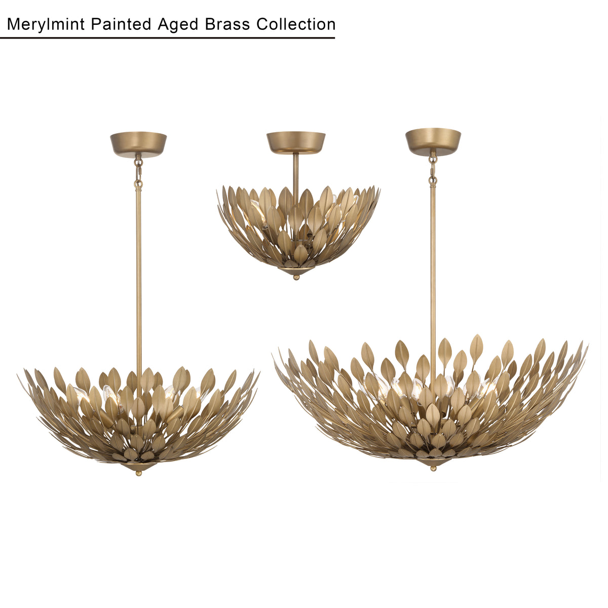 10.75'' Merylmint Painted Aged Brass 8 Light Pendant