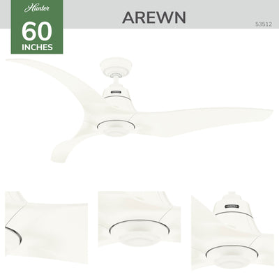 60 inch Arwen ENERGY STAR® Matte White Damp Rated Ceiling Fan with LED Light Kit and Handheld Remote