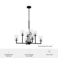Kerrison 30.5-inch 8-light Natural Black Iron Chandelier with Seeded Glass