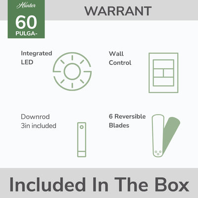60 inch Warrant ENERGY STAR® Brushed Nickel Ceiling Fan with LED Light Kit and Wall Control
