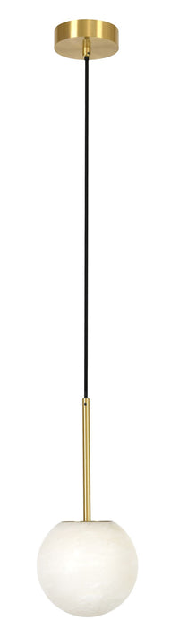 Lucent 1 Light Brass Pendant Light 6 Inch Alabaster
