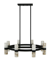 Luella 16 Light Black Chandelier with Alabaster Shades