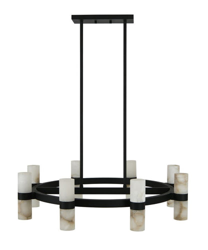 Luella 16 Light Black Chandelier with Alabaster Shades