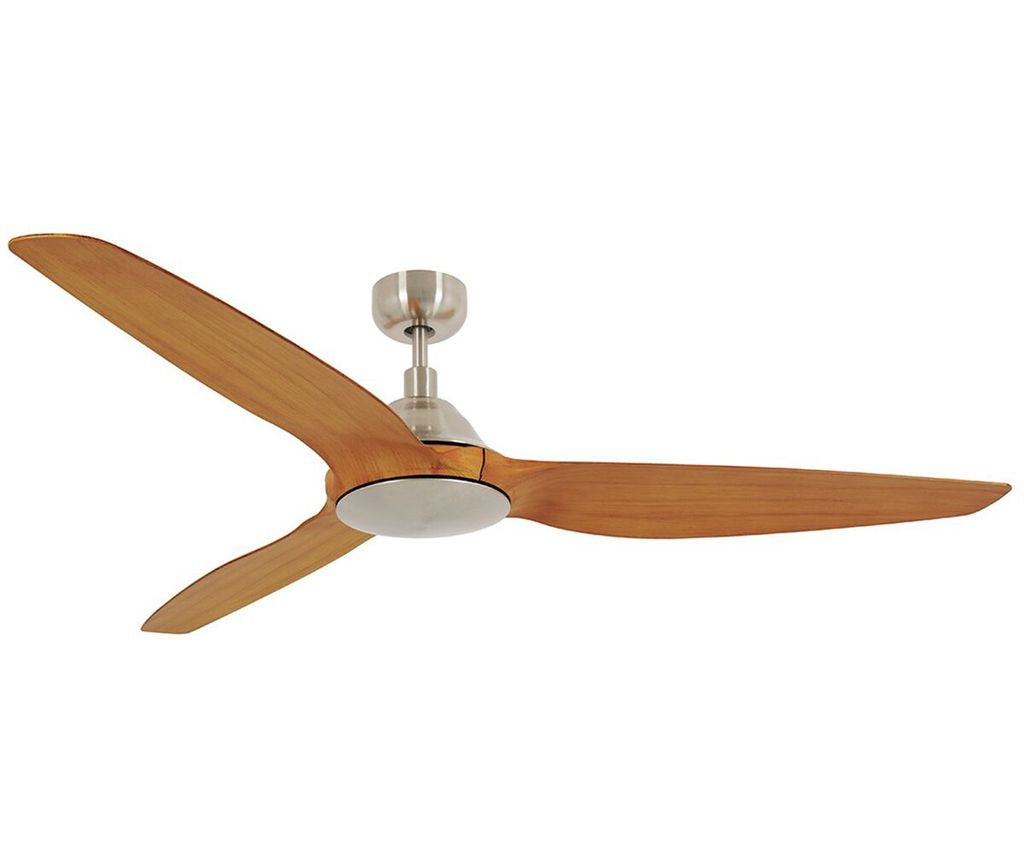 60 Inch DC Chrome Ceiling Fan in Brushed Chrome and Teak with Remote