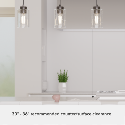 Hartland 26.75-inch 3-light Noble Bronze Linear Pendant Cluster with Seeded Glass